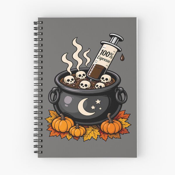 Item preview, Spooky Espresso Halloween – Coffee Cauldron with Skulls & Pumpkins designed and sold by Art-Arcade6.