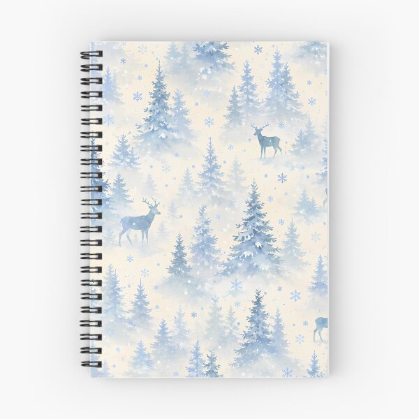 Item preview, Watercolor Winter Forest Deer Pattern with Snowflakes and Blue Pine Trees designed and sold by ArtDesignRemix.