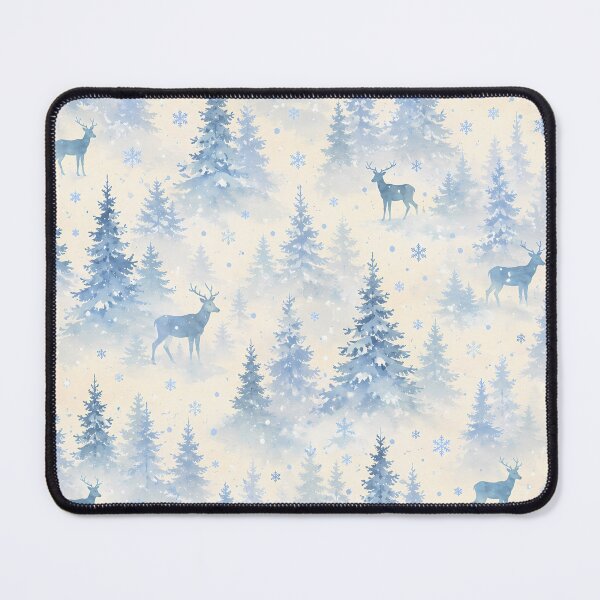 Item preview, Watercolor Winter Forest Deer Pattern with Snowflakes and Blue Pine Trees designed and sold by ArtDesignRemix.