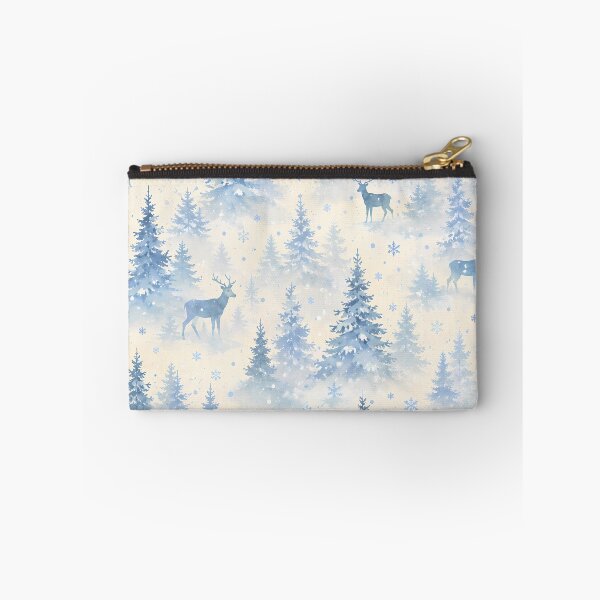 Item preview, Watercolor Winter Forest Deer Pattern with Snowflakes and Blue Pine Trees designed and sold by ArtDesignRemix.