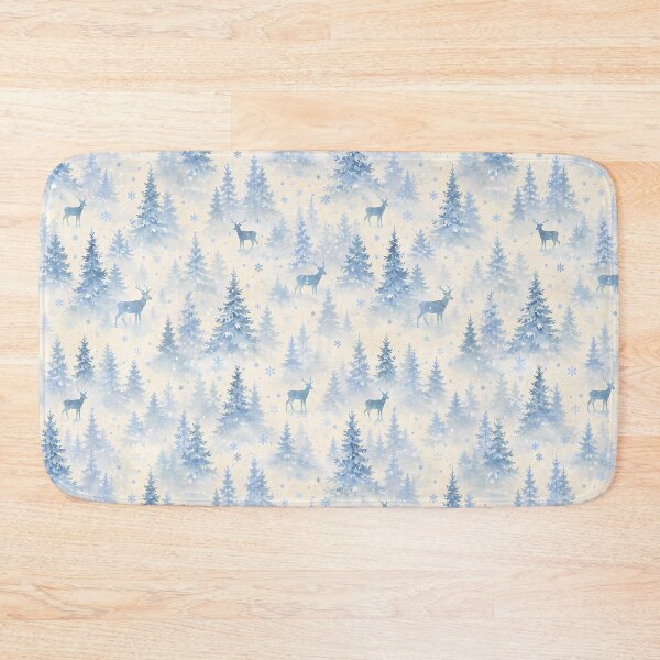 Item preview, Watercolor Winter Forest Deer Pattern with Snowflakes and Blue Pine Trees designed and sold by ArtDesignRemix.