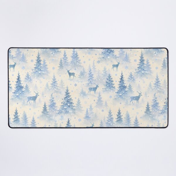 Item preview, Watercolor Winter Forest Deer Pattern with Snowflakes and Blue Pine Trees designed and sold by ArtDesignRemix.