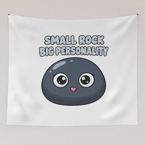 Item preview, Small Rock Big Personality – Cute Kawaii Rock Character designed and sold by Apex Designs.