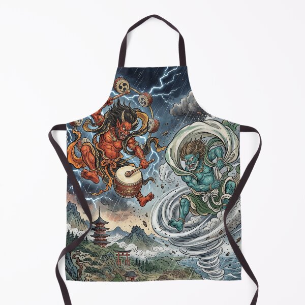Item preview, Raijin and Fujin Gods over Stormy Japanese Landscape designed and sold by Lucid Dream Pixel.