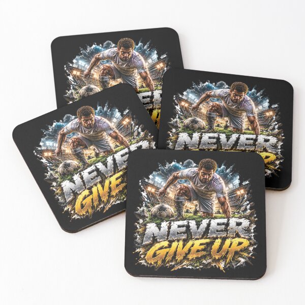 Item preview, Never Give Up Football Warrior Soccer Motivation Design designed and sold by M. Mamdouh Artworks.