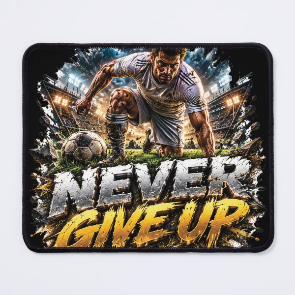 Item preview, Never Give Up Football Warrior Soccer Motivation Design designed and sold by M. Mamdouh Artworks.