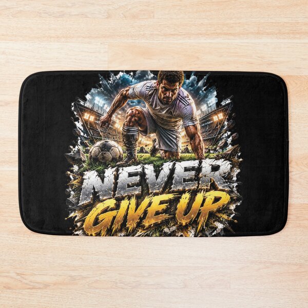Item preview, Never Give Up Football Warrior Soccer Motivation Design designed and sold by M. Mamdouh Artworks.