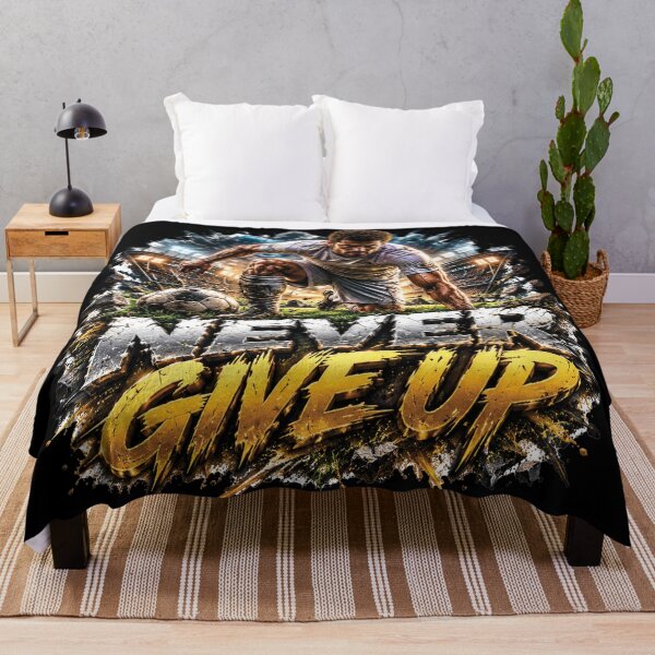 Item preview, Never Give Up Football Warrior Soccer Motivation Design designed and sold by M. Mamdouh Artworks.