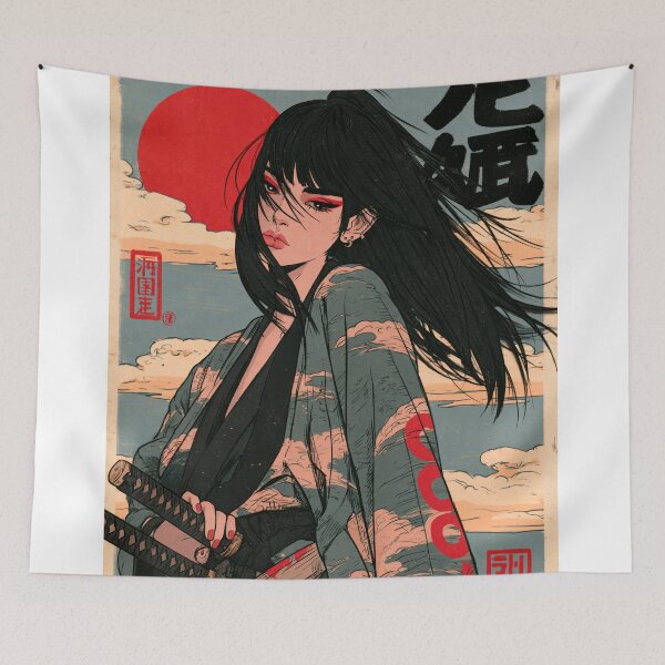 Item preview, Samurai Warriors Poster | Japanese Fantasy Art Print Red Aesthetic designed and sold by Affiches29 Animé .