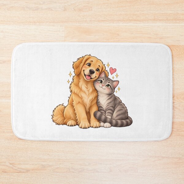 Item preview, dog and cat sitting together designed and sold by Side Quest Co..