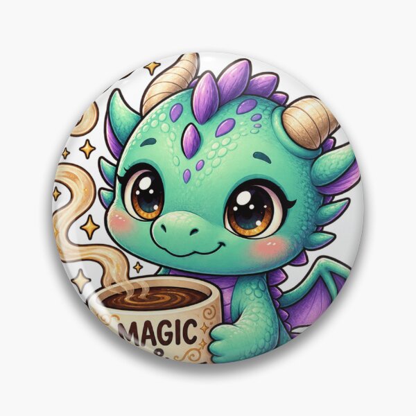 Item preview, ​Cute Kawaii Baby Dragon Drinking Coffee Powered by Magic designed and sold by WINY STUDIO.