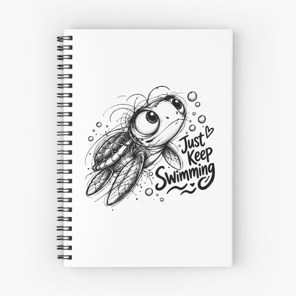 Item preview, Just Keep Swimming Sea Turtle, Cute Ocean Lover Inspirational Design designed and sold by Dreamy Ocean Art.