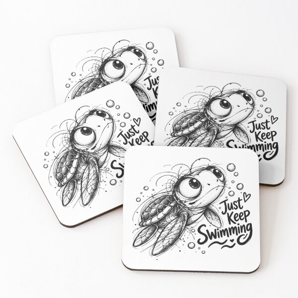 Item preview, Just Keep Swimming Sea Turtle, Cute Ocean Lover Inspirational Design designed and sold by Dreamy Ocean Art.