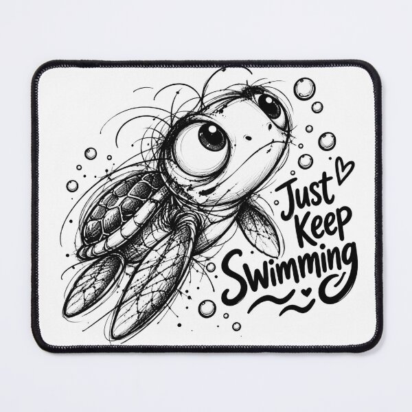 Item preview, Just Keep Swimming Sea Turtle, Cute Ocean Lover Inspirational Design designed and sold by Dreamy Ocean Art.