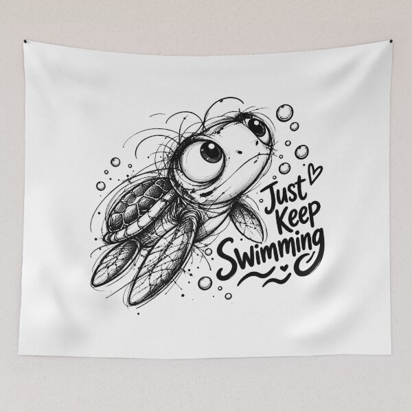 Item preview, Just Keep Swimming Sea Turtle, Cute Ocean Lover Inspirational Design designed and sold by Dreamy Ocean Art.