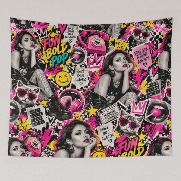 Item preview, Fun Bold Pop – Colorful Grunge Girl Collage designed and sold by MetaModel Editions.