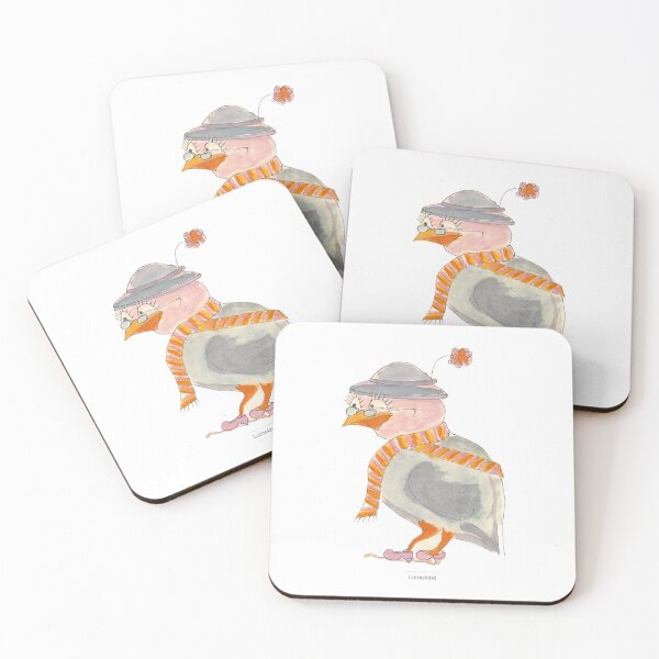Item preview, Stylish Lady Bird in Hat & Scarf | Whimsical Watercolor Illustration designed and sold by lumekind.