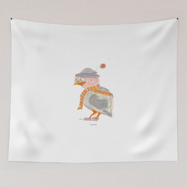 Item preview, Stylish Lady Bird in Hat & Scarf | Whimsical Watercolor Illustration designed and sold by lumekind.