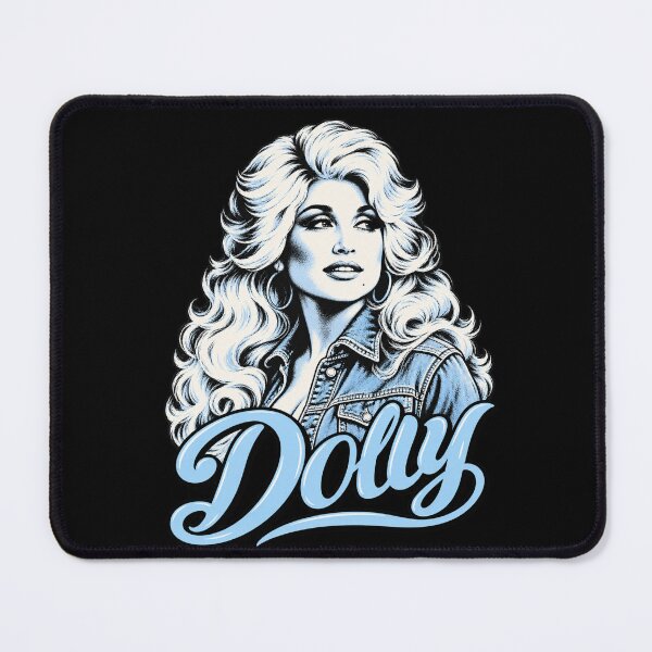 Item preview, Dolly Parton Blue Script Name Big Hair Denim Jacket Portrait designed and sold by choudane.