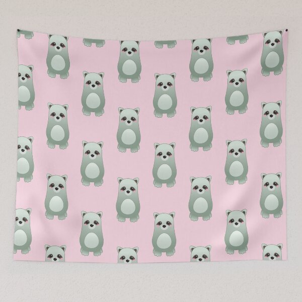 Item preview, Pattern of Cute Baby Racoon - Kawaii Chibi illustration designed and sold by Agamaji.