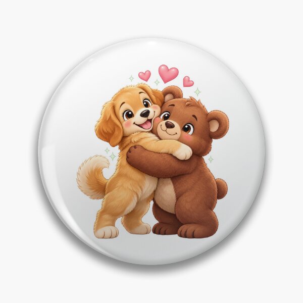 Item preview, cute bear and dog hugging designed and sold by Side Quest Co..