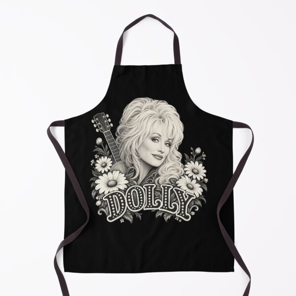 Item preview, Dolly Parton Pearl Lettering Daisies Guitar Black White Portrait designed and sold by choudane.