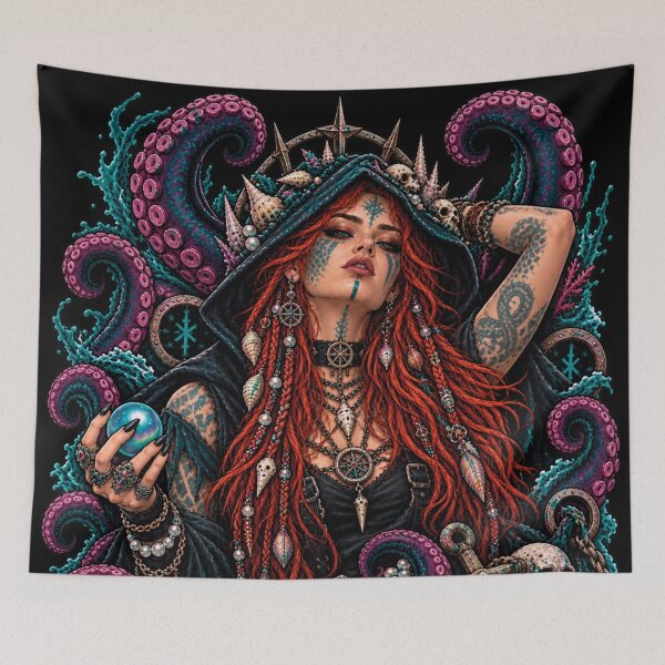 Item preview, Deep Waters Dark Sea Witch Gothic Nautical Art designed and sold by CrazySzoopWorld.