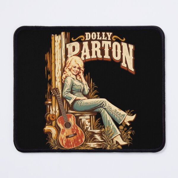 Item preview, Dolly Parton Seated Guitar Teal Suit Rustic Wood Flowers Vintage designed and sold by choudane.