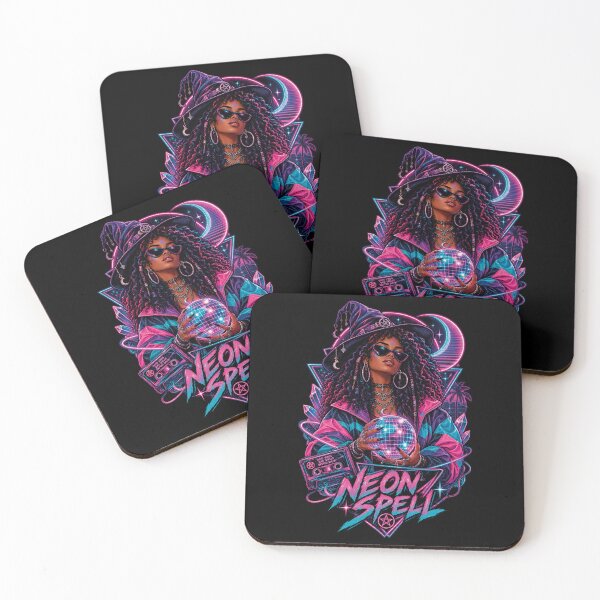 Item preview, Neon Spell Cyberpunk Witch Synthwave Magic Art designed and sold by CrazySzoopWorld.