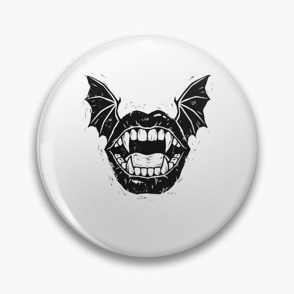 Item preview, Bat Wing Vampire Mouth Linocut Design designed and sold by AURA Vibes.