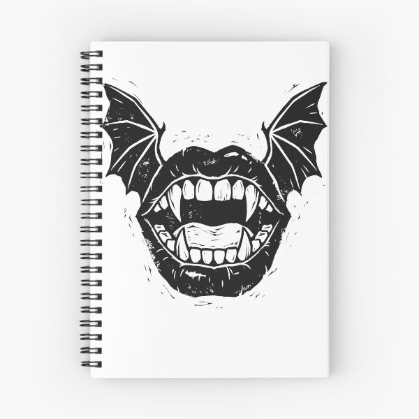 Item preview, Bat Wing Vampire Mouth Linocut Design designed and sold by AURA Vibes.