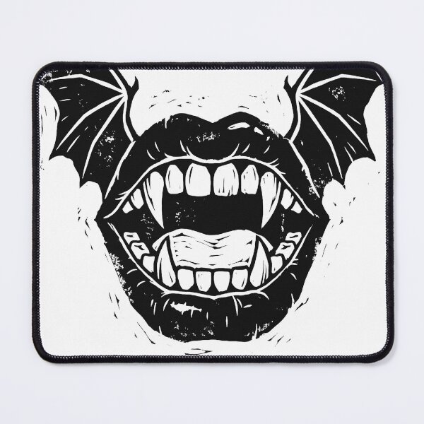 Item preview, Bat Wing Vampire Mouth Linocut Design designed and sold by AURA Vibes.