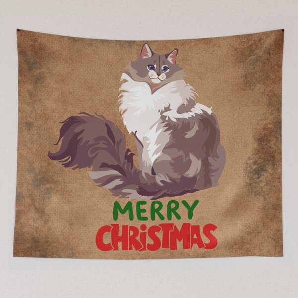 Item preview, Cute Maine Coon Cat Merry Christmas Holiday Art designed and sold by stormk10.
