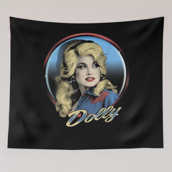 Item preview, Dolly Parton Circle Frame Blue Red Denim Blonde Hair Red Lips designed and sold by choudane.