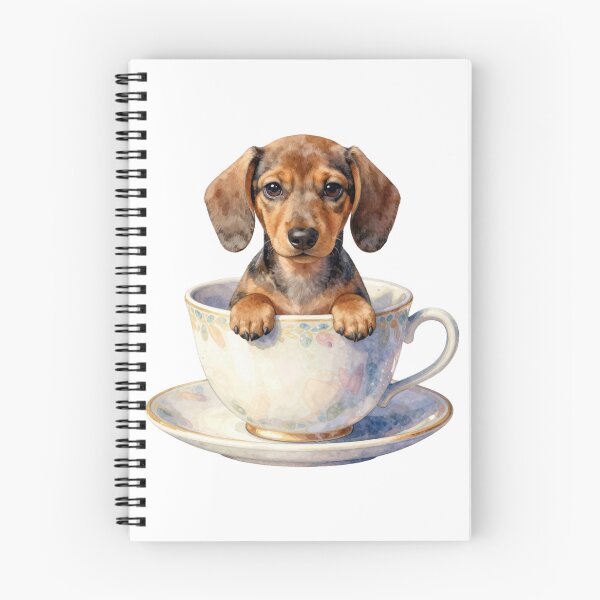 Item preview, Cute Dachshund Puppy in Teacup Watercolor Art designed and sold by WildArtIT.