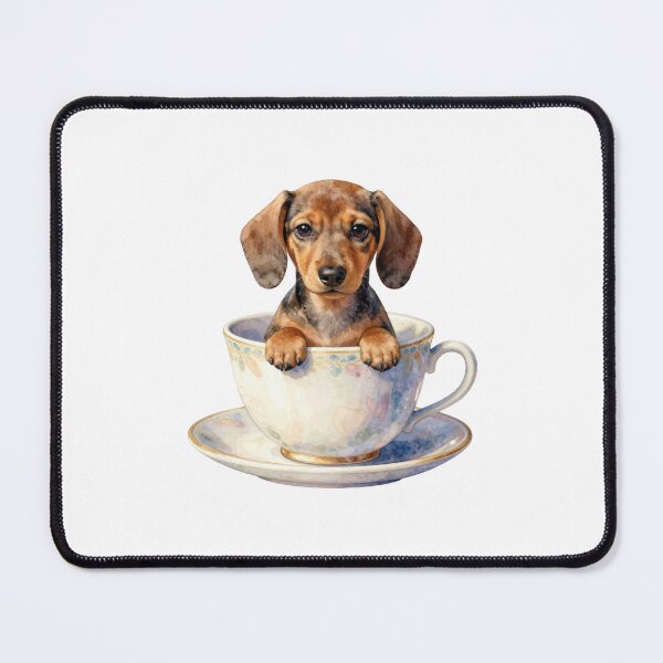 Item preview, Cute Dachshund Puppy in Teacup Watercolor Art designed and sold by WildArtIT.