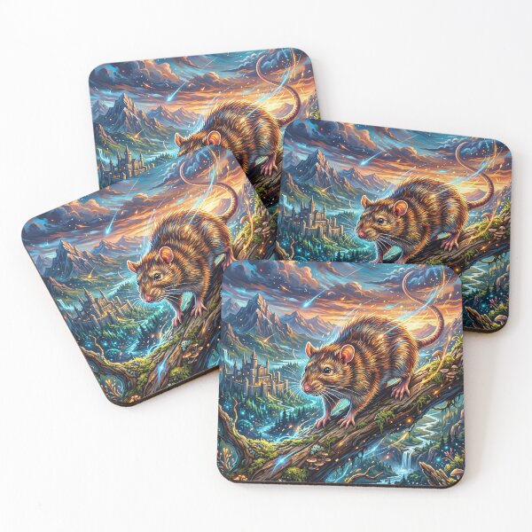 Item preview, Mystical Brown Rat in Cosmic Night Landscape designed and sold by Lucid Dream Pixel.