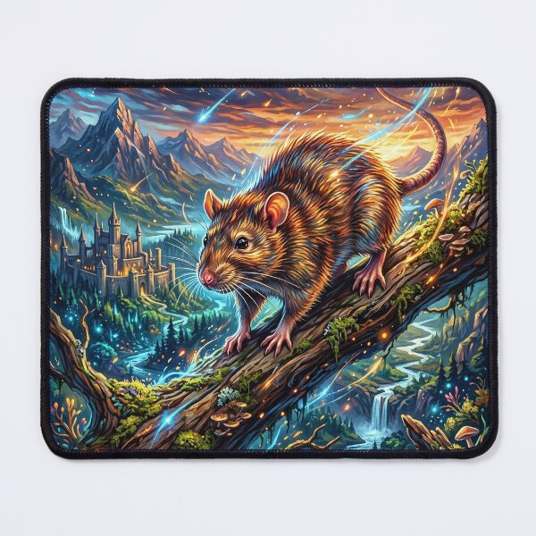 Item preview, Mystical Brown Rat in Cosmic Night Landscape designed and sold by Lucid Dream Pixel.