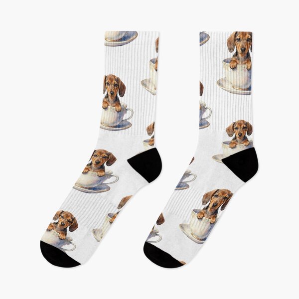 Item preview, Cute Dachshund Puppy in Teacup Watercolor Art designed and sold by WildArtIT.