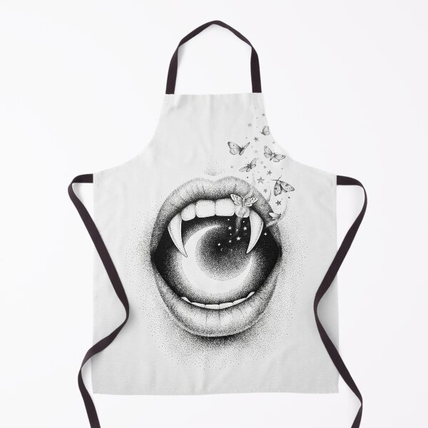 Item preview, Crescent Moon Vampire Fangs Stippled Illustration designed and sold by AURA Vibes.