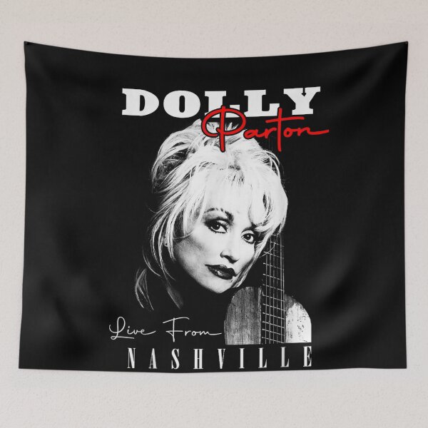 Item preview, Dolly Parton Live From Nashville Tennessee Black White Guitar Portrait designed and sold by choudane.