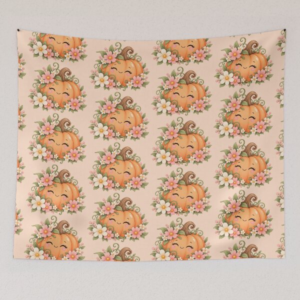 Item preview, Cute Kawaii Pumpkin Floral Autumn Sticker Pastel Cottagecore designed and sold by StickyDelights.