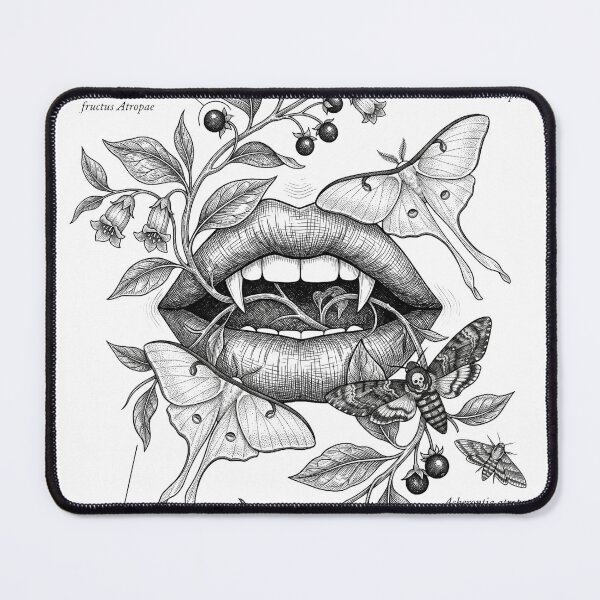 Item preview, Nightshade Moth Vampire Fangs Botanical Art designed and sold by AURA Vibes.