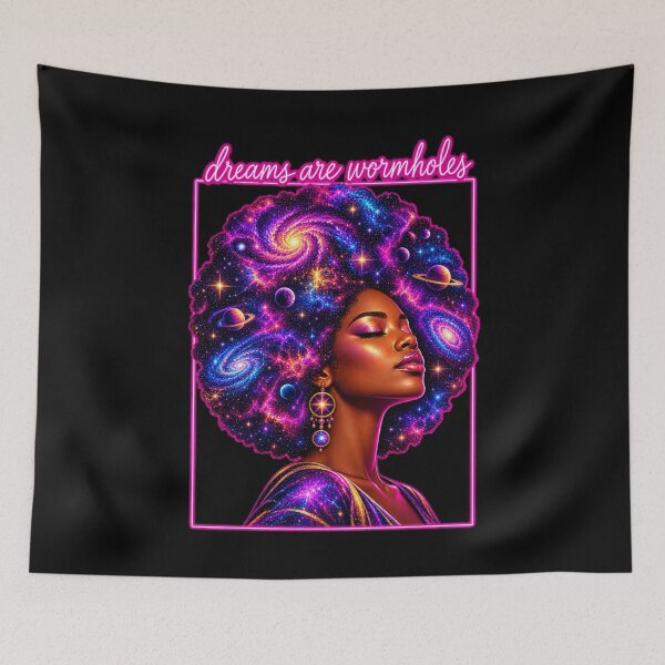 Item preview, Dreams Are Wormholes Black Woman Galaxy Afro Sci-Fi Cosmic designed and sold by Whirx.