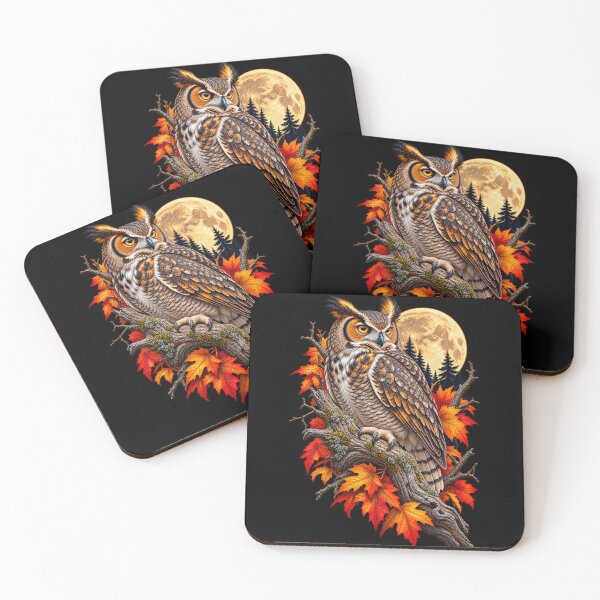 Item preview, Great Horned Owl Under Full Moon Night Bird Celestial Nature Design designed and sold by RockitBaby.