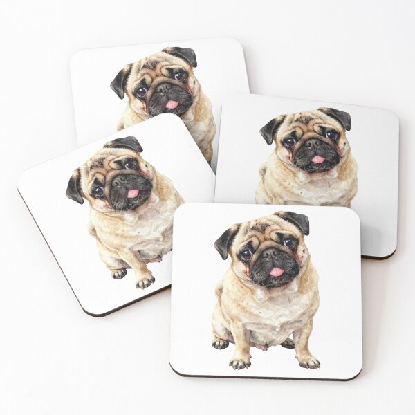 Item preview, Cute pug dog watercolor portrait designed and sold by WildArtIT.