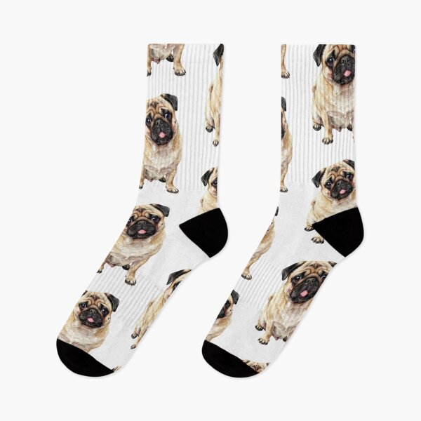 Item preview, Cute pug dog watercolor portrait designed and sold by WildArtIT.