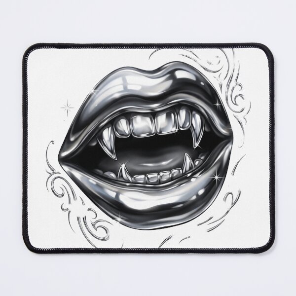 Item preview, Y2K Liquid Chrome Vampire Fangs Mouth designed and sold by AURA Vibes.