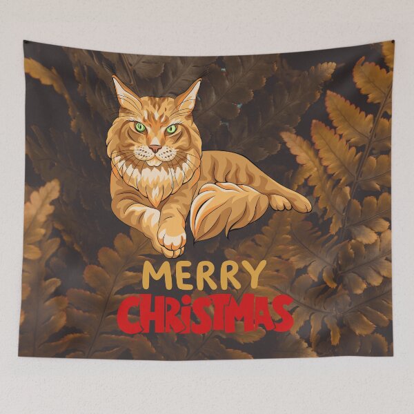 Item preview, Cute Maine Coon Cat Merry Christmas Holiday Art designed and sold by stormk10.