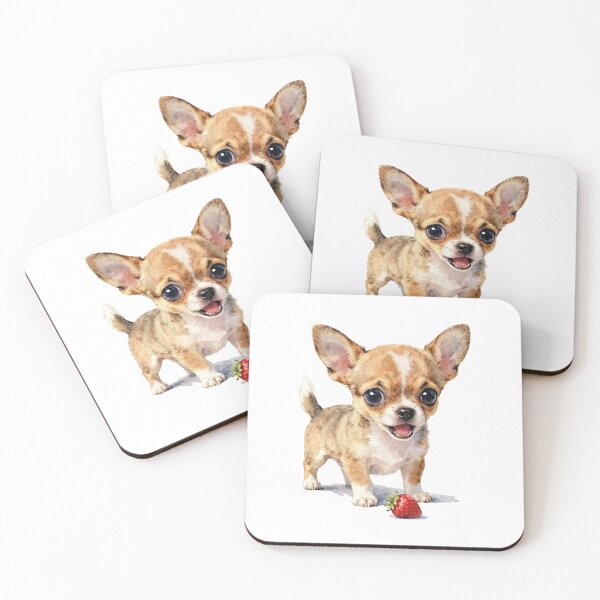 Item preview, Cute Chihuahua Puppy with Strawberry Watercolor Art designed and sold by WildArtIT.